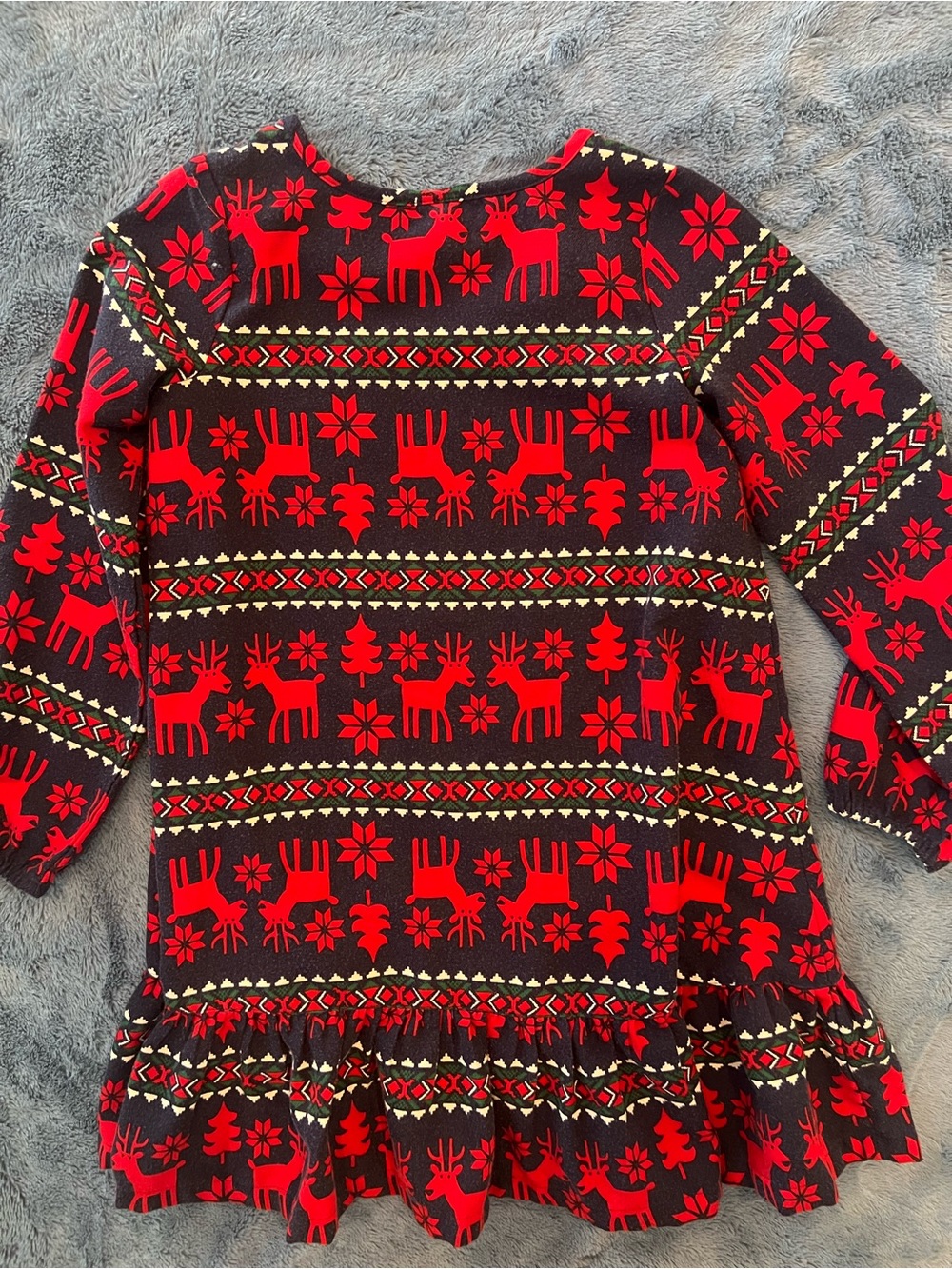 Hanna Andersson Red and Black Reindeer Print Long Sleeve Nightgown